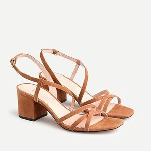 J Crew Strappy Sandals in Carmel Suede